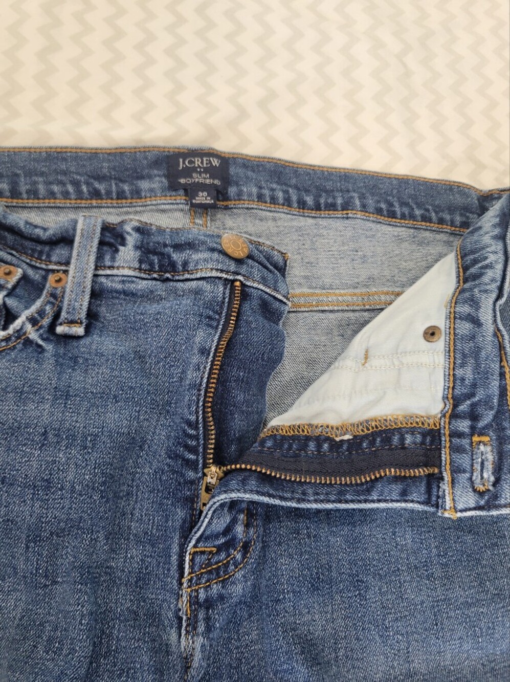 J. Crew Medium Blue Straight-Leg Women's Jeans Slim "The Boyfriend" Size 30 - Picture 8 of 15